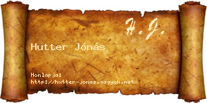 Hutter Jónás névjegykártya